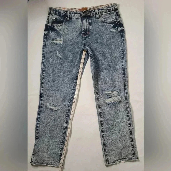 NWT POL  Y2K Distressed MidRise Ripped Straight Leg Jeans SzM W27 - Picture 9 of 10